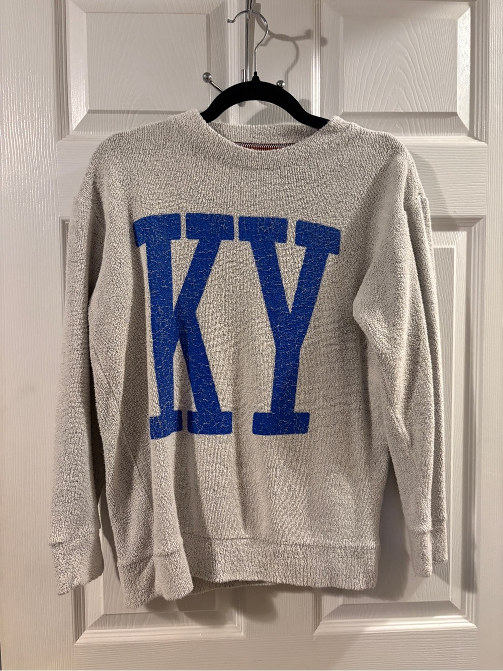 Pressbox Gray Crewneck Sweater with Blue KY Graphic
